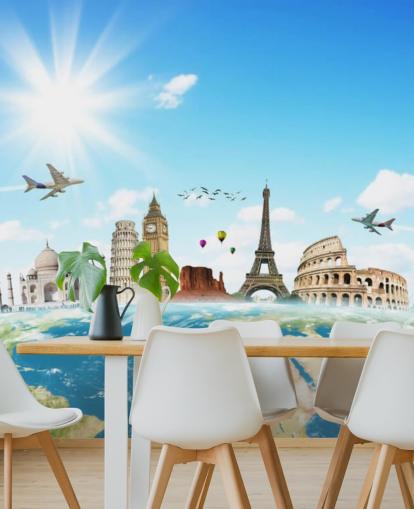 Monuments of the World skyline mural Monuments of the World skyline mural