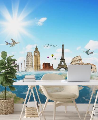 Monuments of the World skyline mural Monuments of the World skyline mural