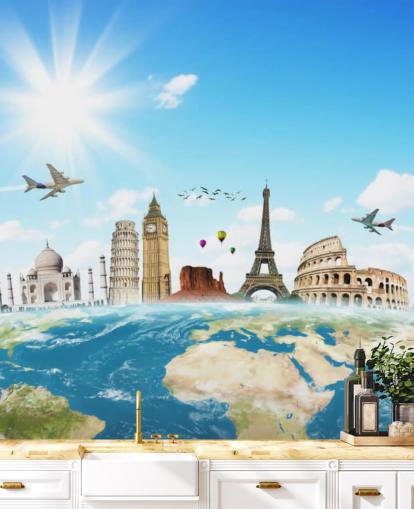 Monuments of the World skyline mural