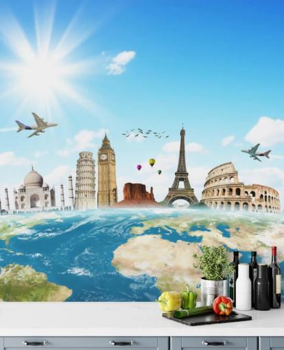 Monuments of the World skyline mural