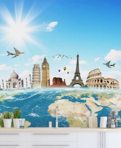 Monuments of the World skyline mural Monuments of the World skyline mural