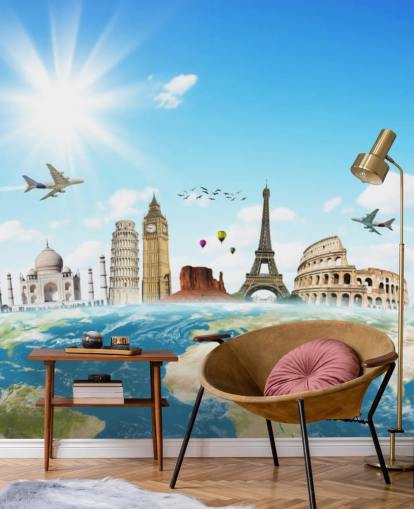 Monuments of the World skyline mural