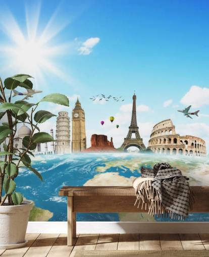 Monuments of the World skyline mural Monuments of the World skyline mural