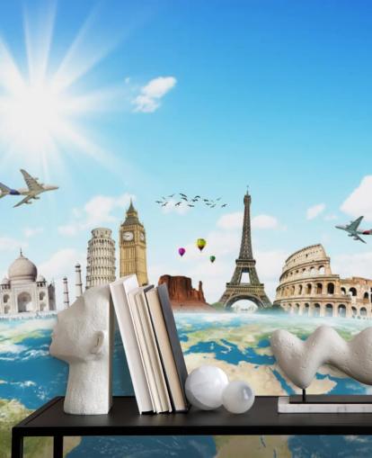 Monuments of the World skyline mural