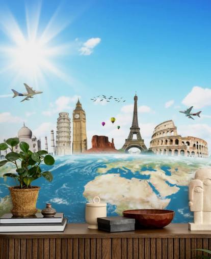 Monuments of the World skyline mural