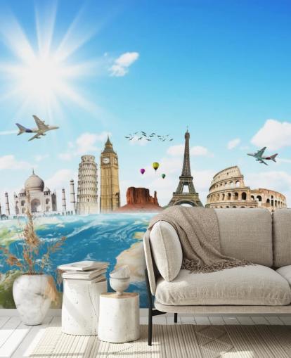 Monuments of the World skyline mural