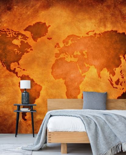 Carta da parati unica in pelle con mappa del mondo