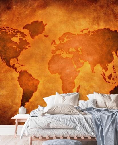 Papier peint unique en cuir avec carte du monde