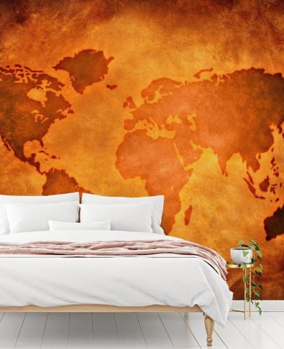 Papier peint unique en cuir avec carte du monde