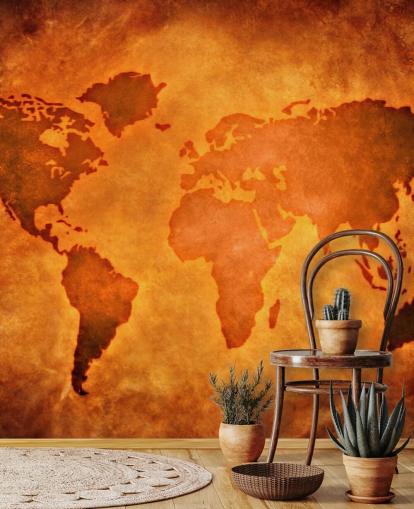 Unique Leather World Map Wallpaper