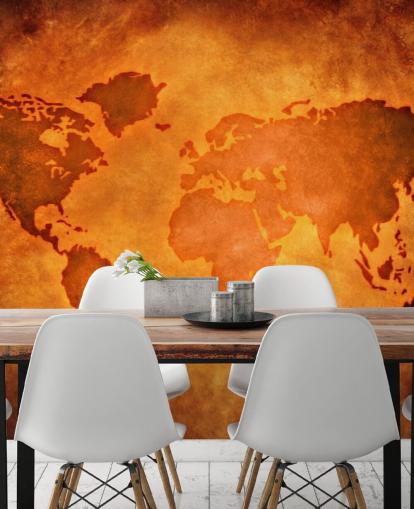 Papier peint unique en cuir avec carte du monde