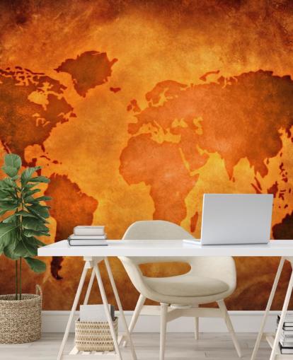 Papier peint unique en cuir avec carte du monde