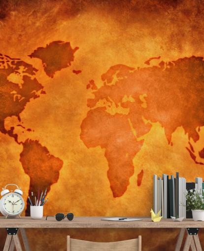 Papier peint unique en cuir avec carte du monde Papier peint unique en cuir avec carte du monde