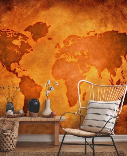 Papier peint unique en cuir avec carte du monde