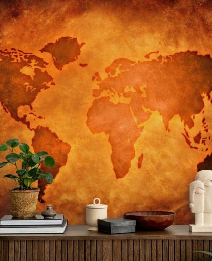 Carta da parati unica in pelle con mappa del mondo