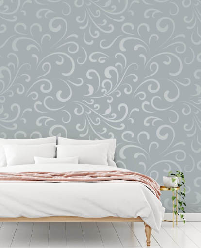 Zilvergrijs Swirl patroon behang