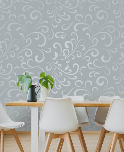 Zilvergrijs Swirl patroon behang Zilvergrijs Swirl patroon behang