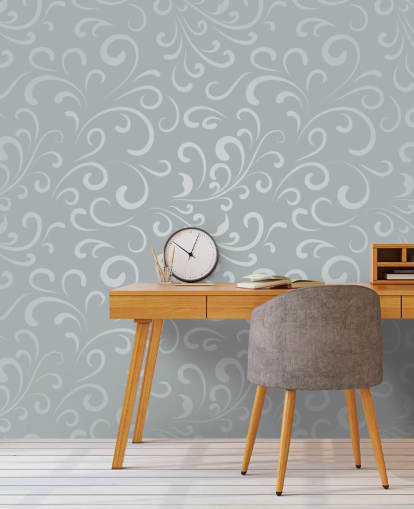Silver Grey Swirl Pattern Wallpaper