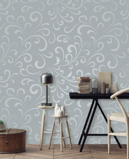Silver Grey Swirl Pattern Wallpaper