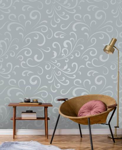 Papier Peint Motif Tourbillon Gris Argent