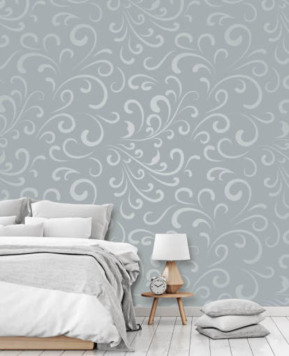 Papel pintado con diseño de remolino gris plateado Papel pintado con diseño de remolino gris plateado