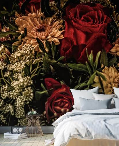 Mørke blomster roser og blomster Bakgrunn