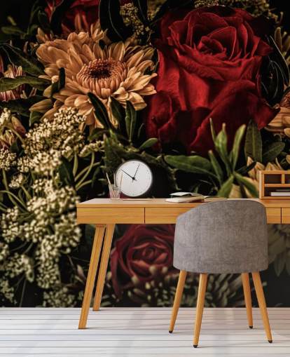 Mörka blommiga rosor och blommor Bakgrund