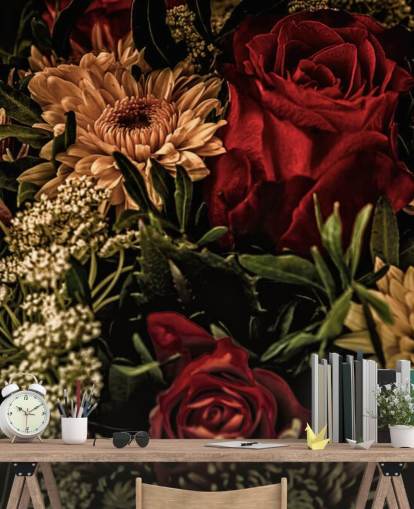 Mörka blommiga rosor och blommor Bakgrund