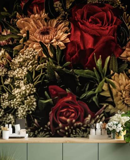 Dark Floral Roses and Flowers Wallpaper