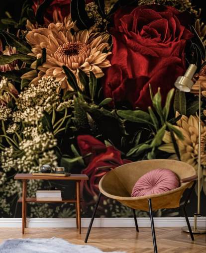 Dark Floral Roses and Flowers Wallpaper