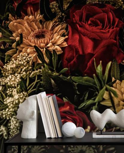 Papier Peint Fleurs et Roses à Fleurs Sombre