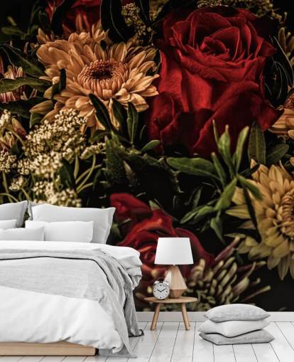 Mörka blommiga rosor och blommor Bakgrund Mörka blommiga rosor och blommor Bakgrund