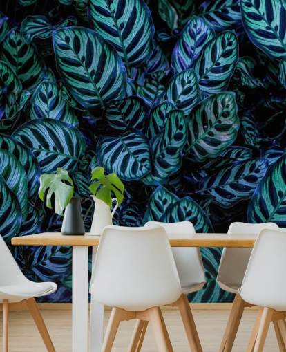 Gestreept blad behang