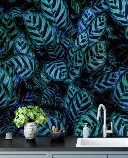 Striped Leaf Wallpaper