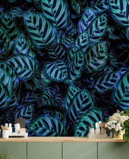 Striped Leaf Wallpaper