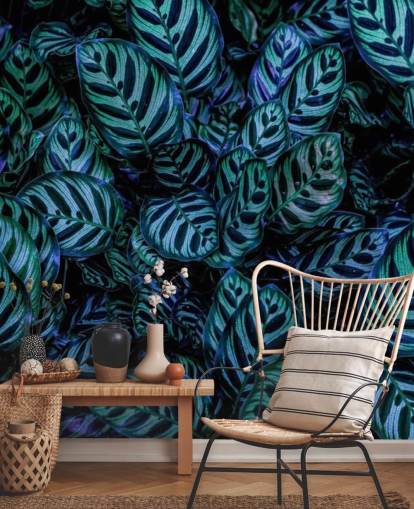 Striped Leaf Wallpaper