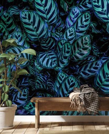 Striped Leaf Wallpaper