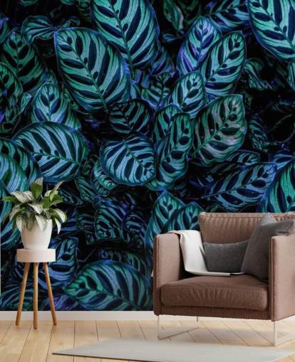 Striped Leaf Wallpaper