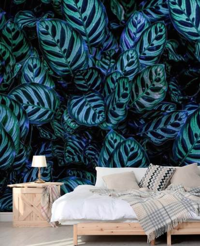 Striped Leaf Wallpaper