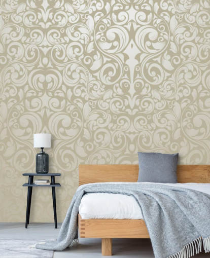 Vintage behang met zilvereffect