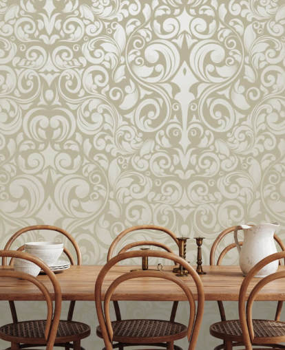 Vintage behang met zilvereffect