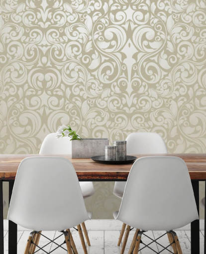 Silver Effect Vintage Wallpaper