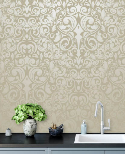 Papel pintado vintage con efecto plateado