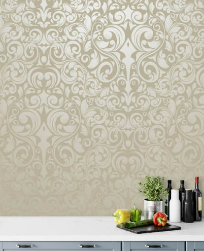 Silver Effect Vintage Wallpaper