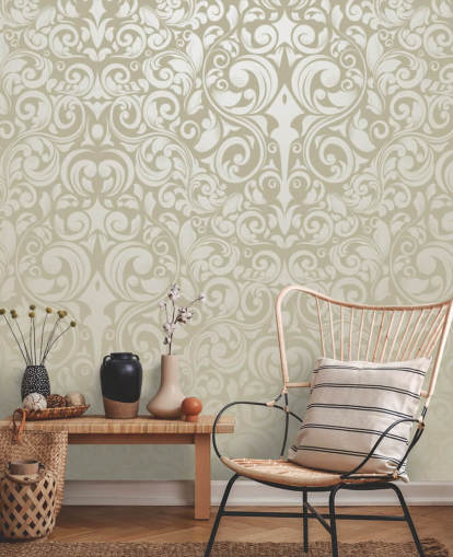 Papel pintado vintage con efecto plateado