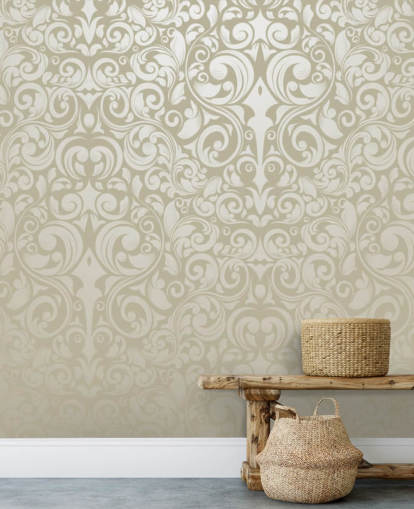 Vintage behang met zilvereffect