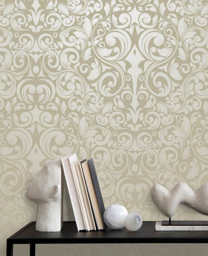 Silver Effect Vintage Wallpaper