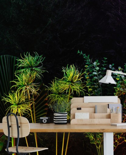 Moonlit Tropical Plants Palm Leaf Wallpaper