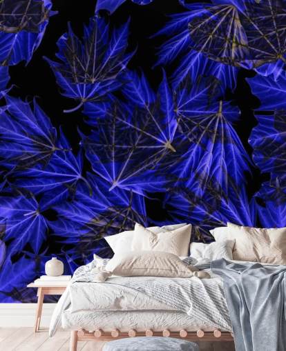 Décoration murale feuilles d'érable bleues