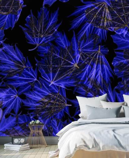 Blue Maple Leaves Wall Mural